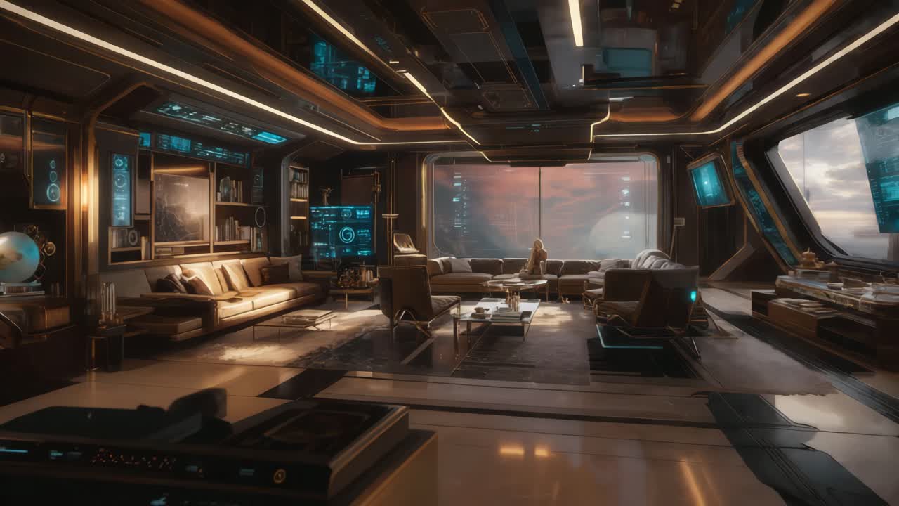 미래의 럭셔리 거실