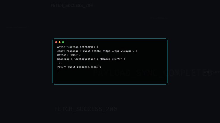 Software Developer Writing JavaScript Fetch API Code in Terminal