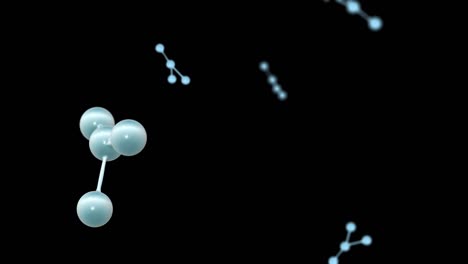 Black background with blue atoms particles in 4k video.