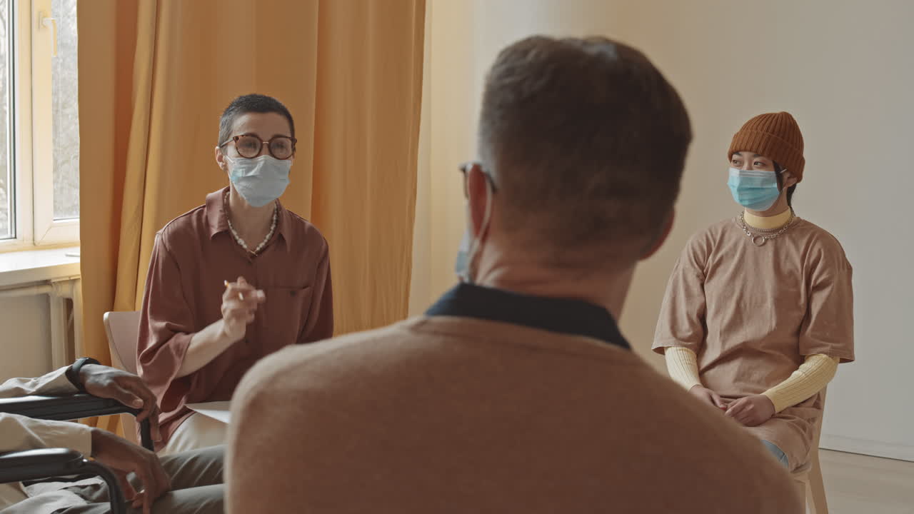 Group Therapy Session with Face Masks