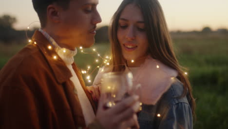 drinking wine on a date outdoors