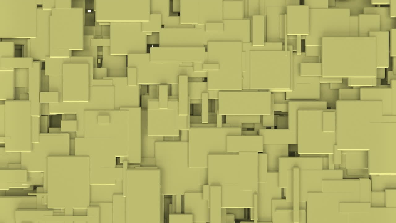 Animation of yellow 3d blocks covering abstract background