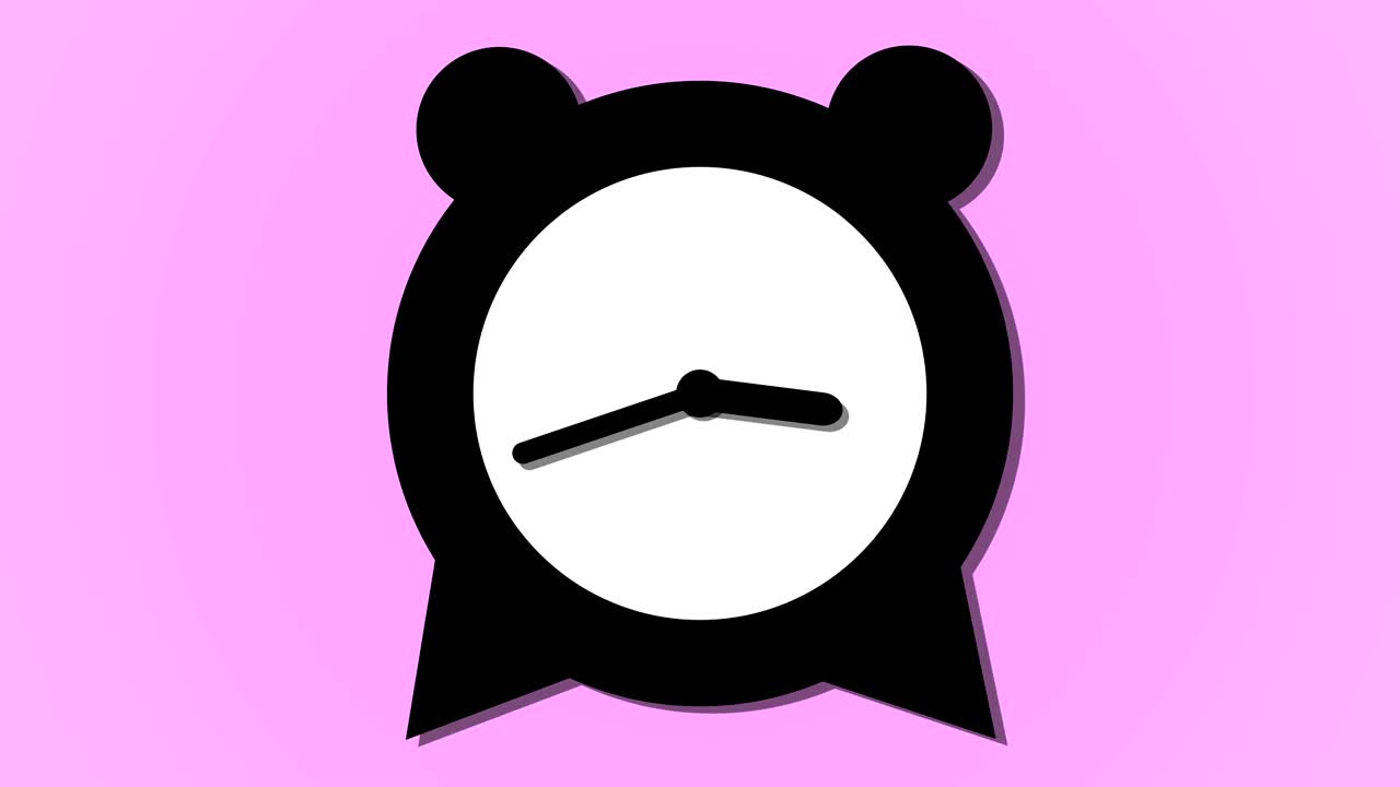 알람 시계는 아래로 틱하고 애니메이션 루프 그래픽 자원 배경은 분홍색입니다.