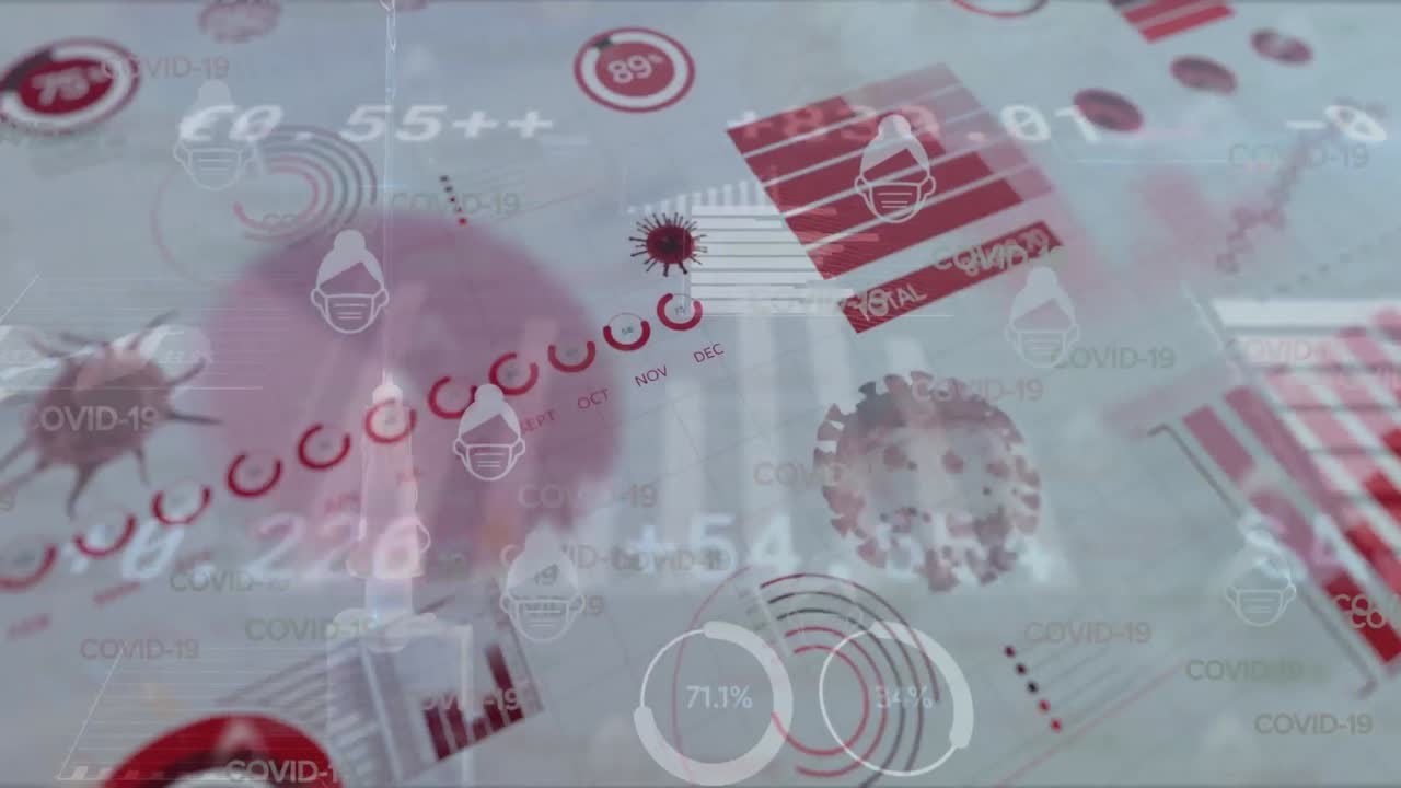 animación del procesamiento de datos con células virales sobre la jeringa