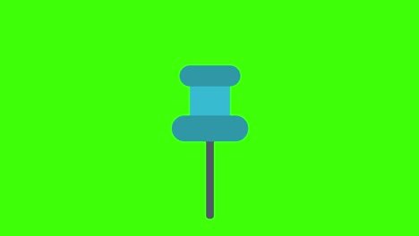 animated blue push pin icon popping up on a green screen