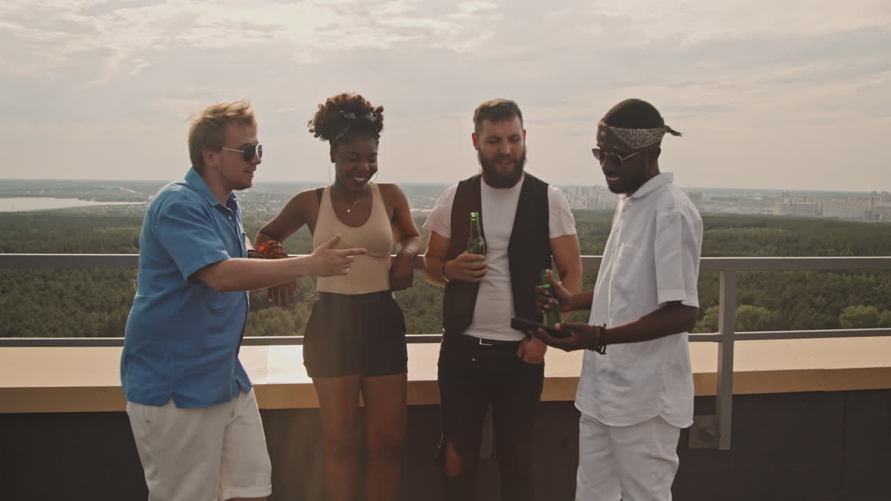 Friends Taking Selfie on Rooftop
