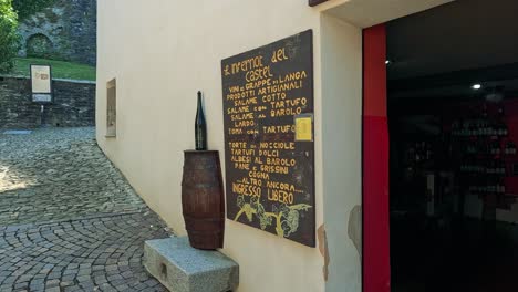 entrance of a wine shop in monforte d'alba