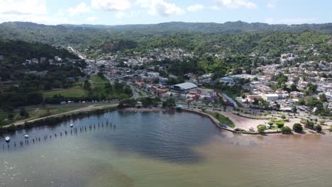 Aerial view of Saman&aacute; bay on the Saman&aacute; peninsula in the Dominican Republic