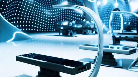 futuristic seating in a modern exhibition space showcasing trends