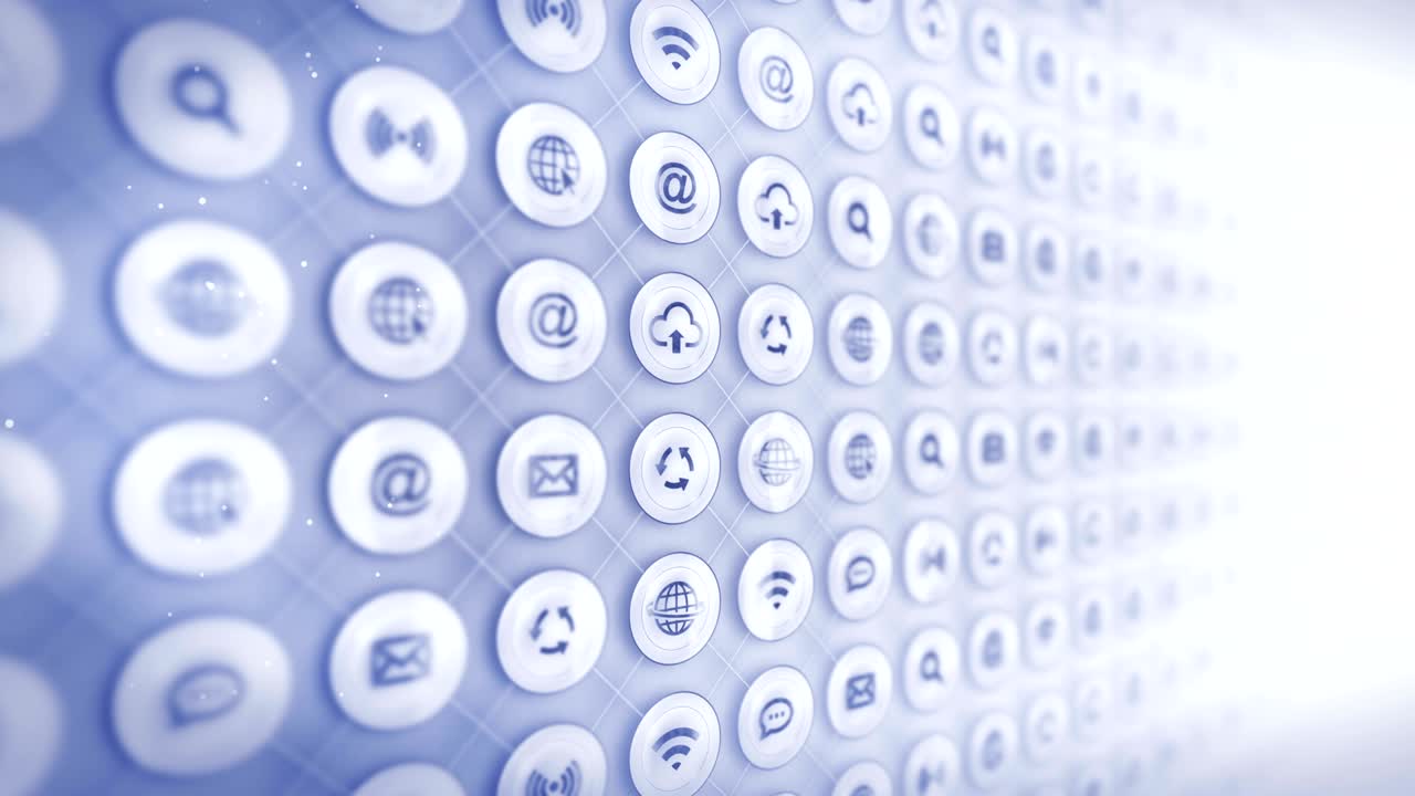 Set of Web Icons, Internet Communication Background, CG Loop Animation,