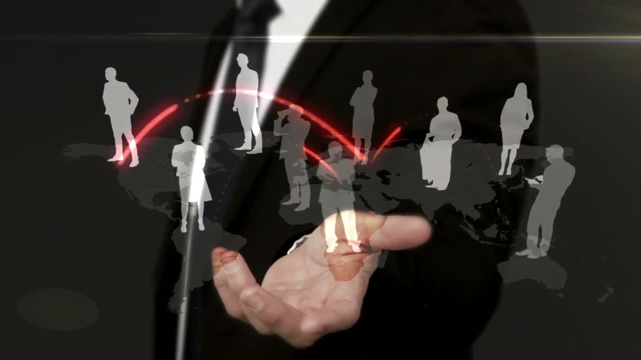 홀로그램 을 제시 하는 사업가