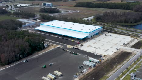 amazon fulfilment center building under construction - aerial