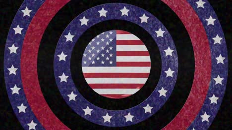 animation of stars ion circles n red, white and blue of flag of united states of america