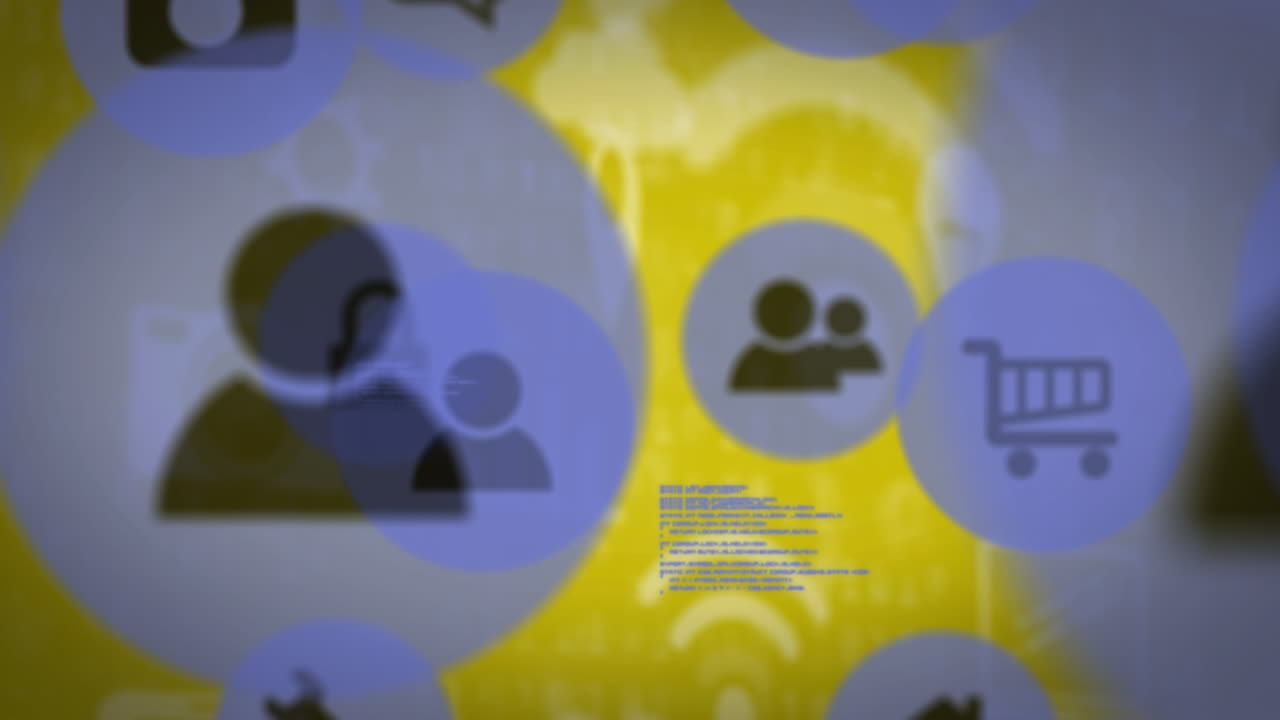 animación de iconos de medios sobre un fondo naranja