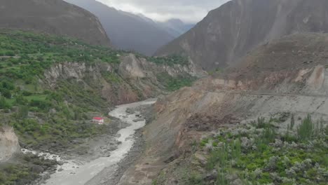 Aerial-View-Of-Gilgit-River-Carving-Through-Phander-Valley