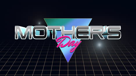 mothers day with retro neon triangle and grid in galaxy