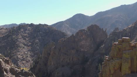 Drone-shot-flying-by-the-side-of-a-steep-cliff-in-Colorado's-Rocky-mountains