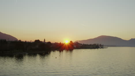 arial shot of the sunset of iseo lake -italy filmed on dji mavic pro 2 - 10 bit 4:2:2