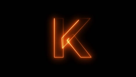 neon animation seamless letter k . 4k video background.