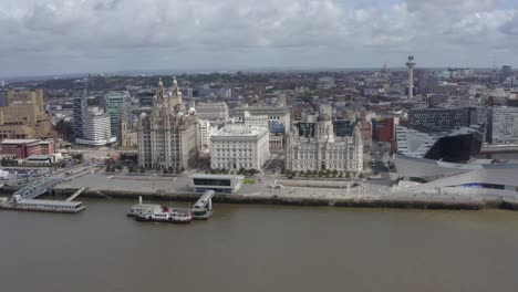 drone shot orbiting buildings in liverpool city centre 02