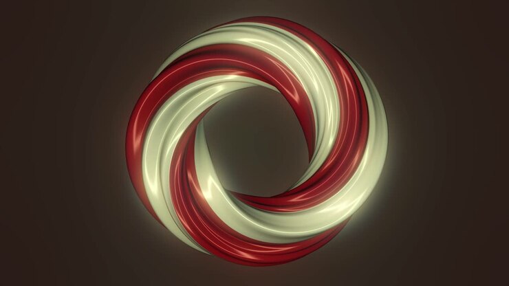 Renderizado 3D abstracto de un círculo espiral rojo y blanco