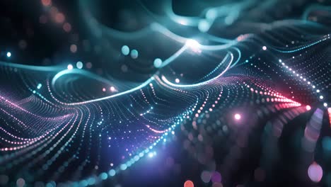abstract glowing particle waves