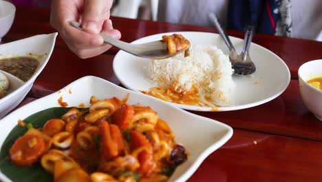 delicious thai dish being served at table