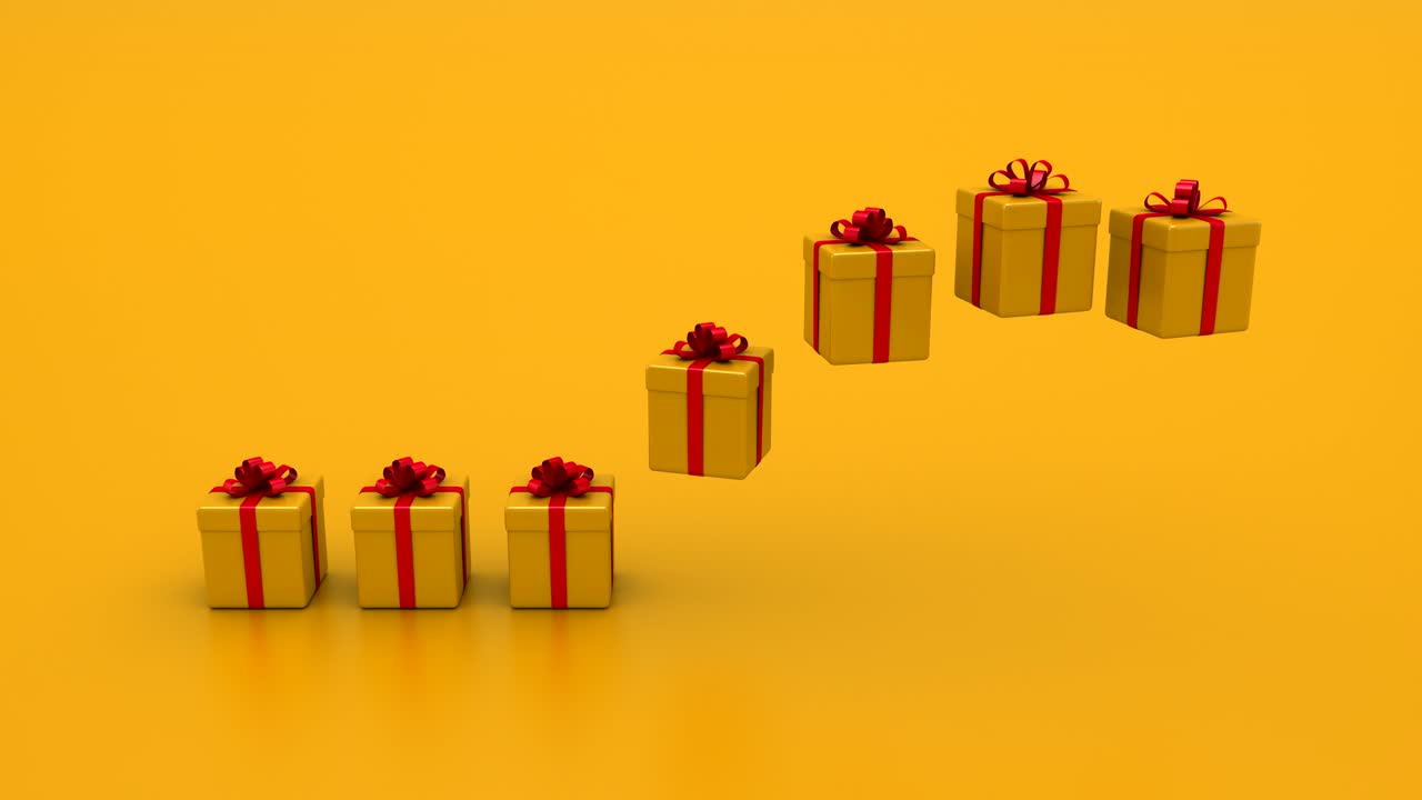 las cajas de regalos que saltan forman una onda