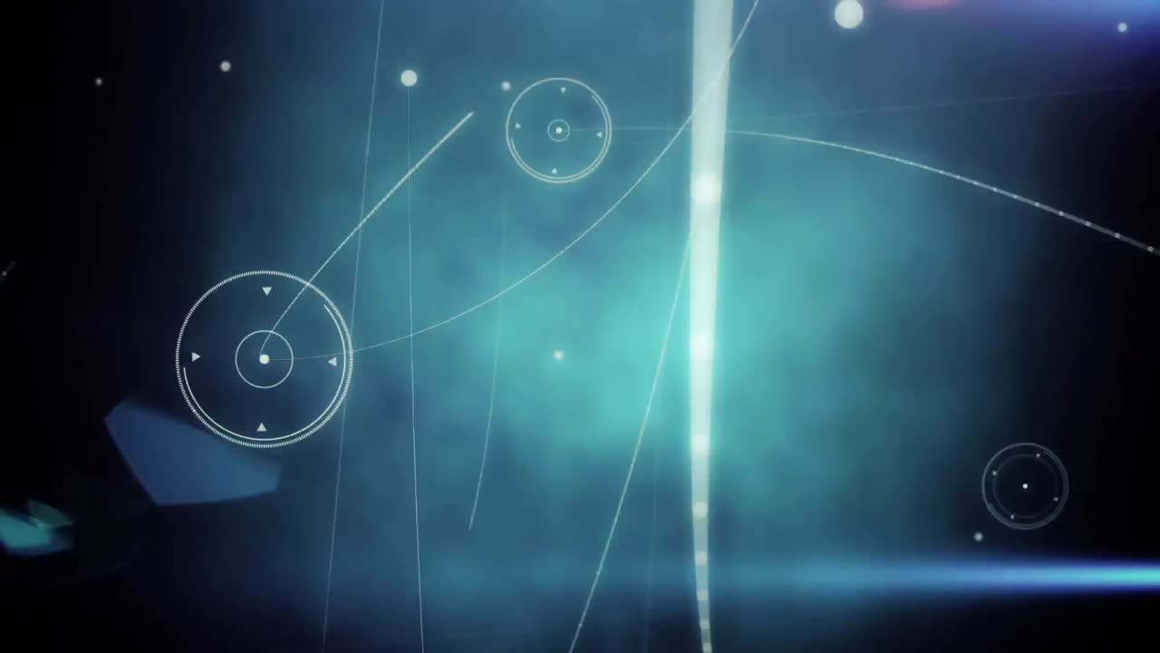 Bright teal flare being animated in sci-fi UI scene, with streaming lens streaks and glowing lines