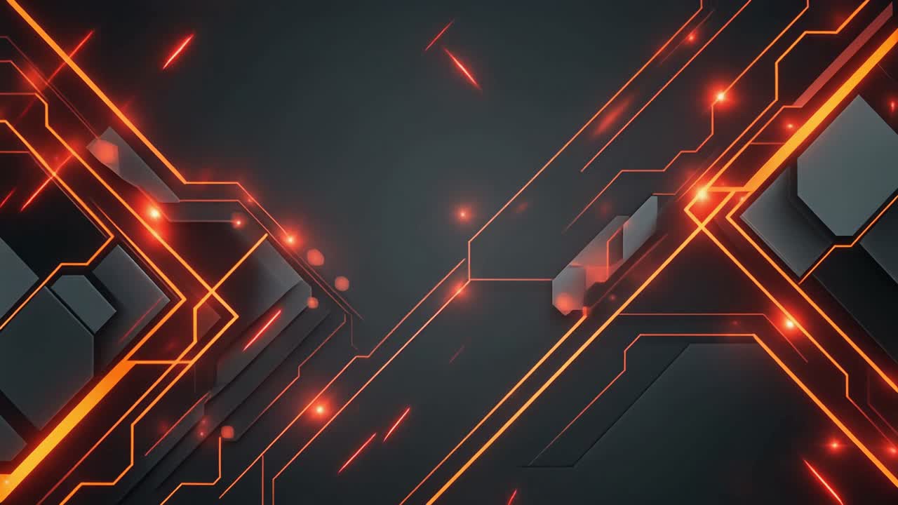 Dynamic Abstract Technology Background with Glowing Orange Lines