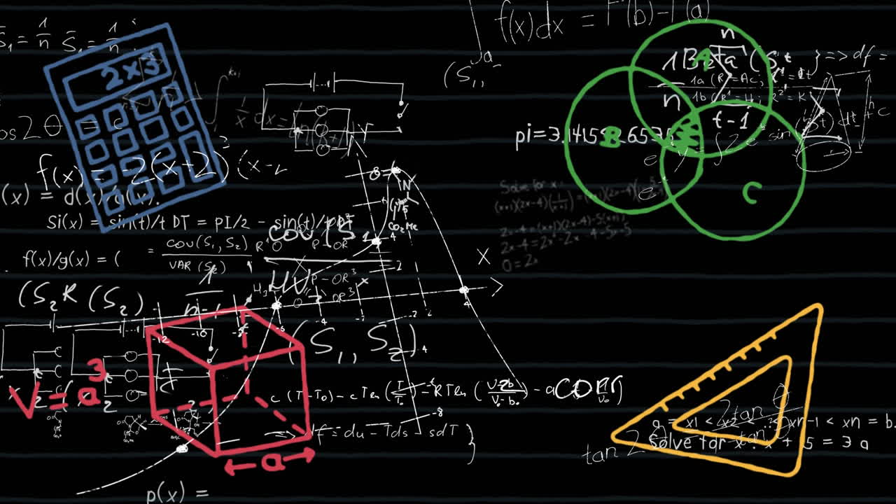 iconos de conceptos matemáticos contra un fondo negro