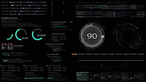 futuristic hi-tech user interface head up display elements with digital data information display for background computer desktop screen