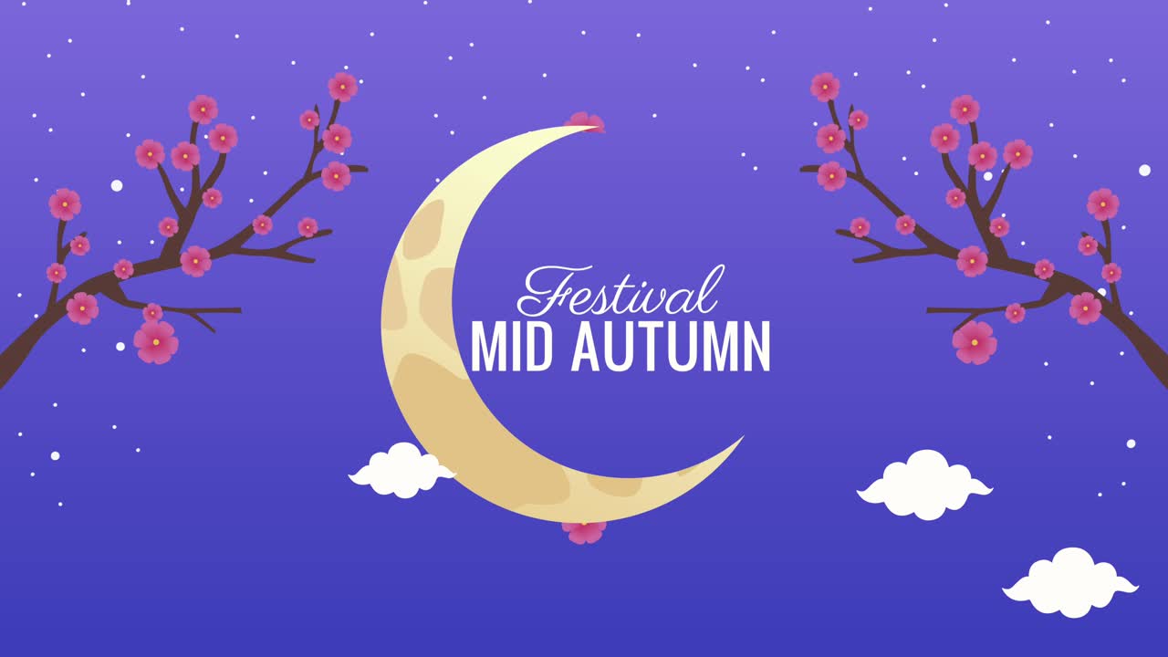 midt efterår tekstanimation med halvmåne og grene