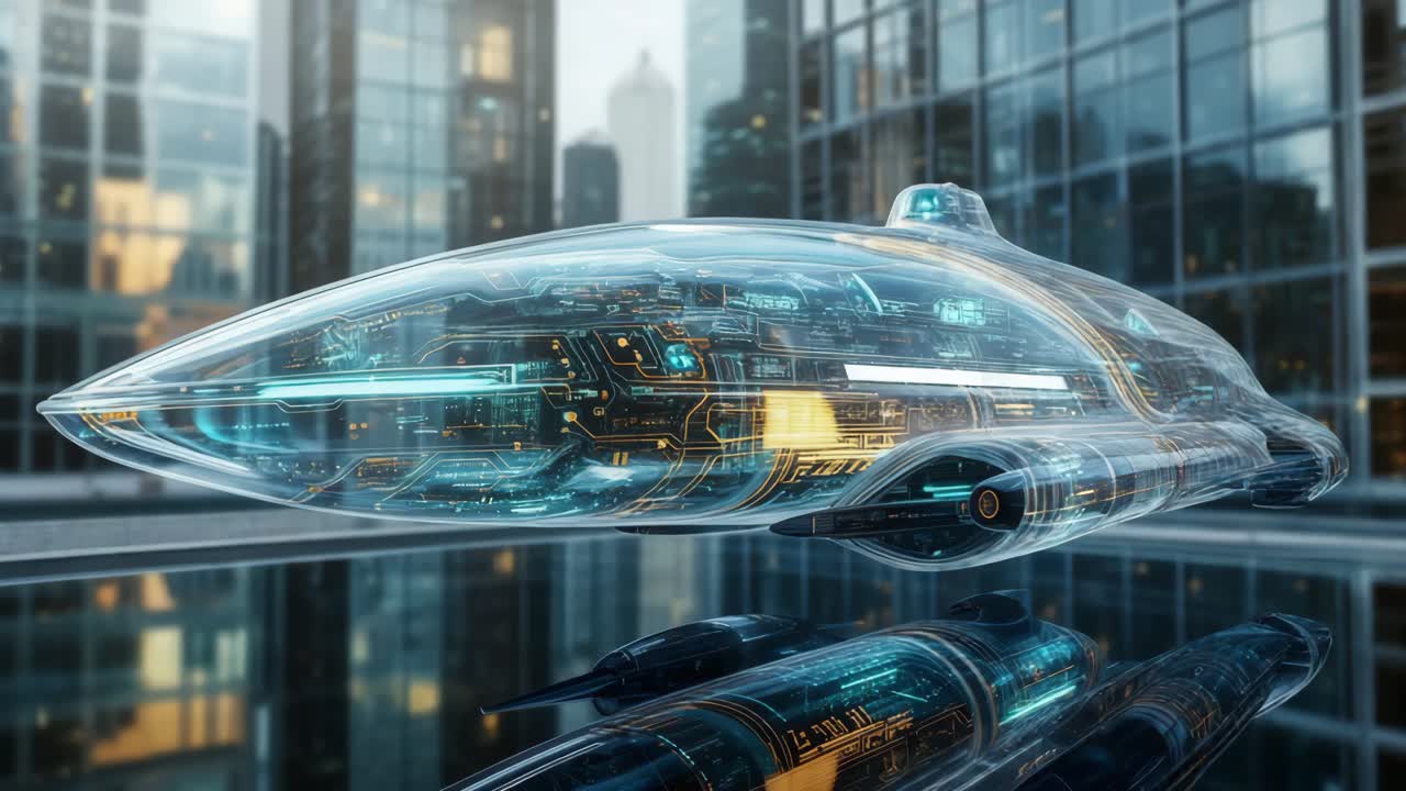 현대 도시에서 미래의 날아다니는 차량