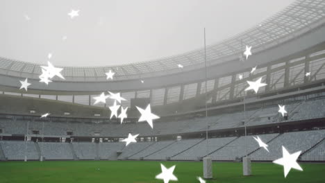 star animation floating over field in empty stadium during evening event