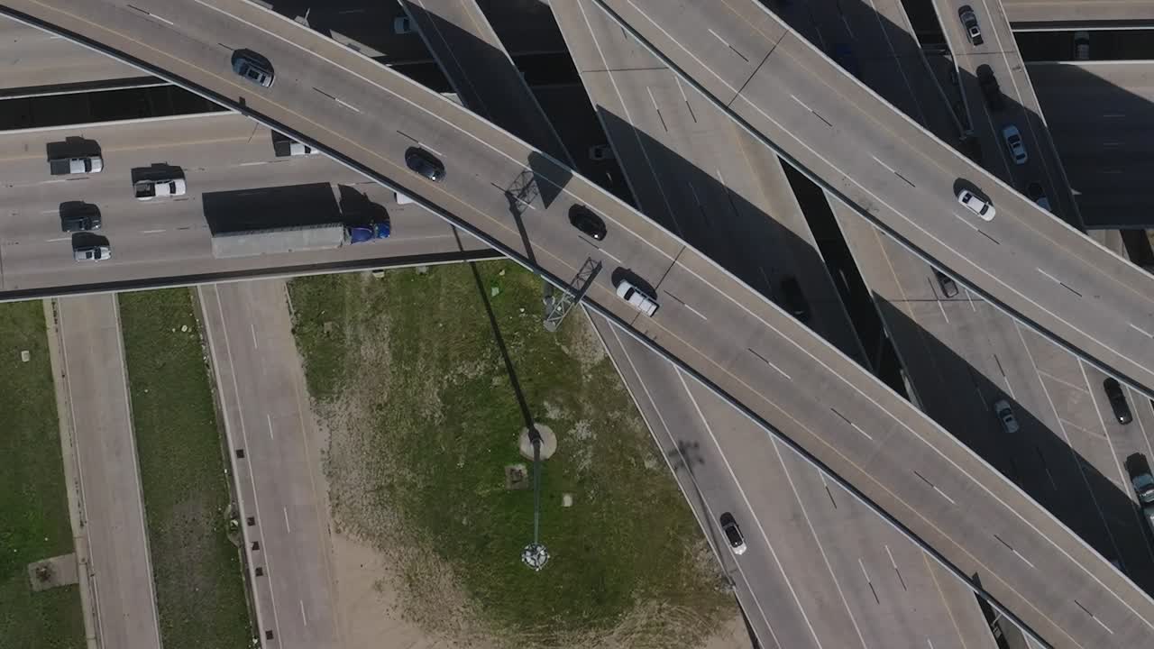 View of highways and roads in downtown Dallas Texas from above