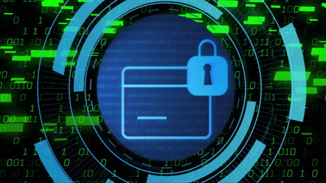 Animation-of-padlock-with-file-icon,-binary-coding-data-processing