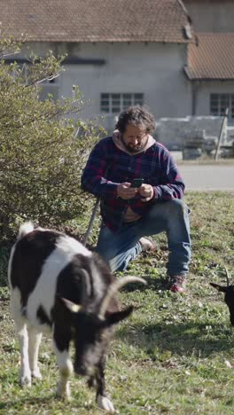 Man and Goat in Rural Setting