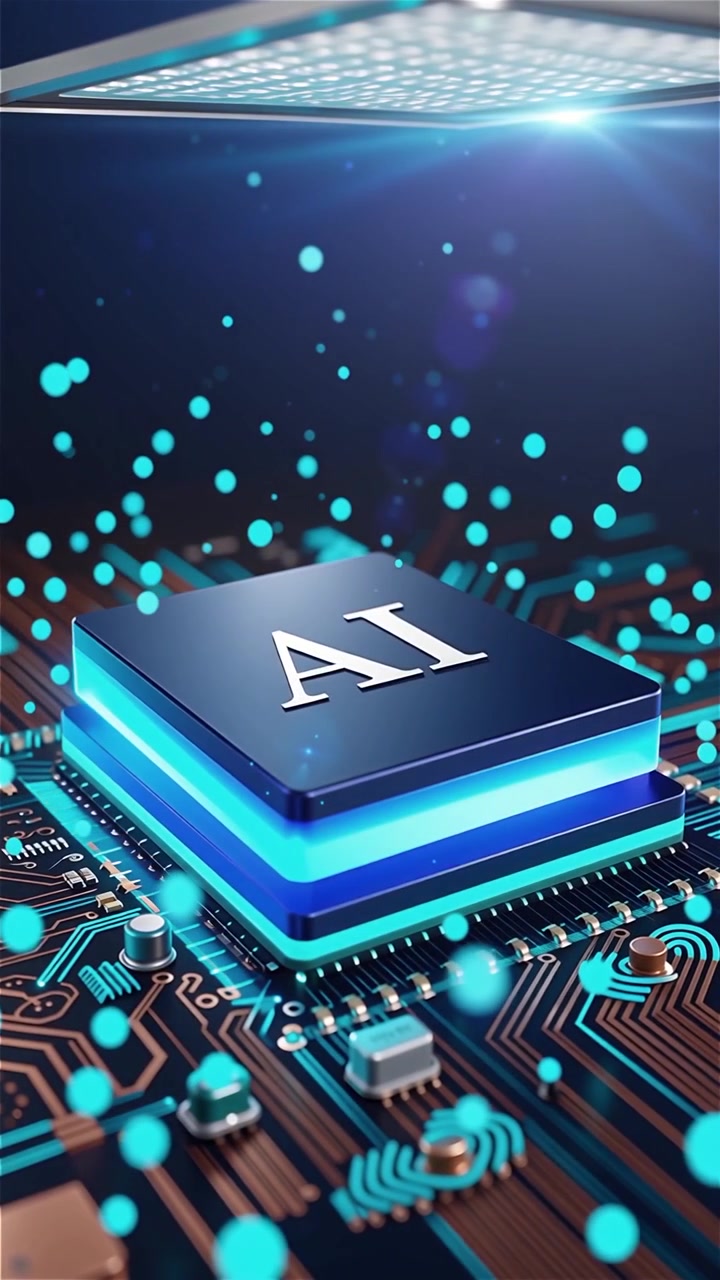 Futuristic AI Chip Motherboard Technology Background