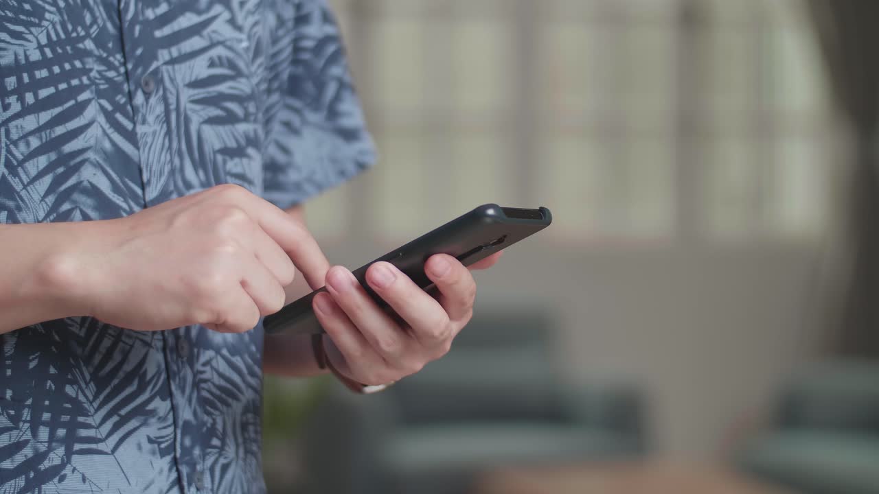 Hands Man Using Mobile Phone , Video In 4K