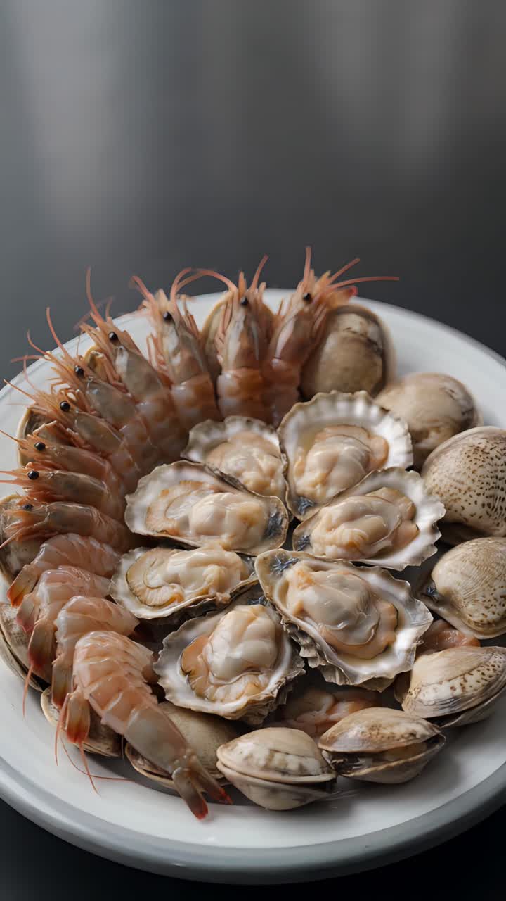 Delicious Seafood on Blurred Background 4K