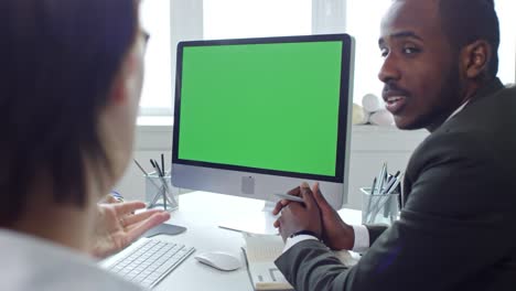 business team having video conference