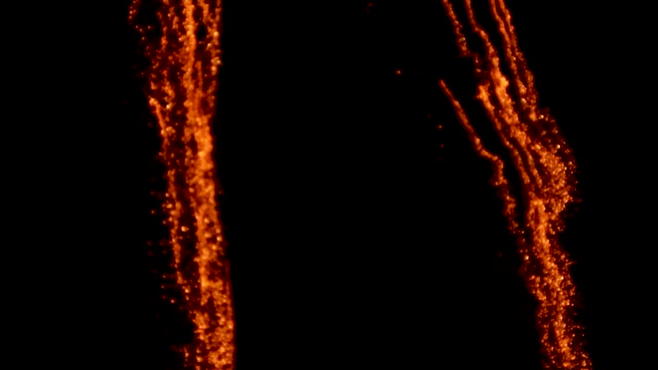 아름다운 가까운 느린 움직임 추상적인 불꽃놀이 밤하늘을 통해 불빛 오렌지색을  ⁇ 고