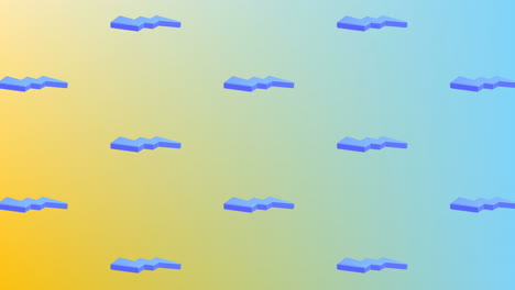 animación de iconos de relámpago azul repetidos en fondo amarillo y verde