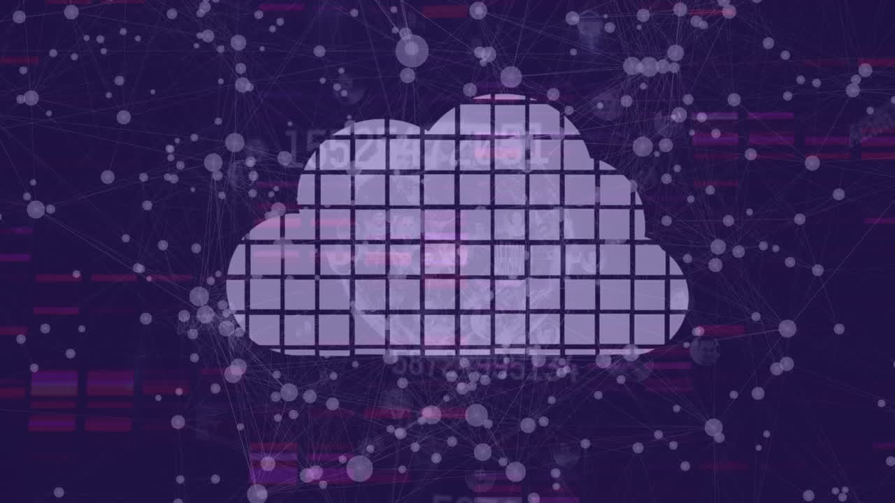 animación de la nube digital y la red de conexiones