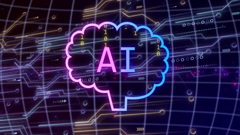 animación de un procesamiento de datos sobre una placa de circuitos informáticos