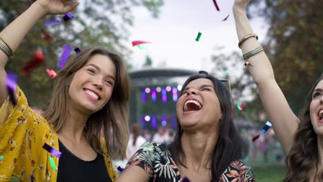 group of friends have fun at the music festival.