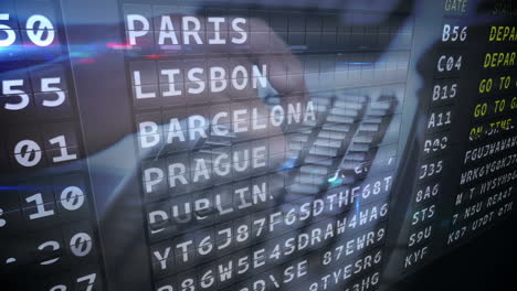 Un-Hombre-Escribiendo-En-Su-Computadora-Portátil-En-Un-Aeropuerto