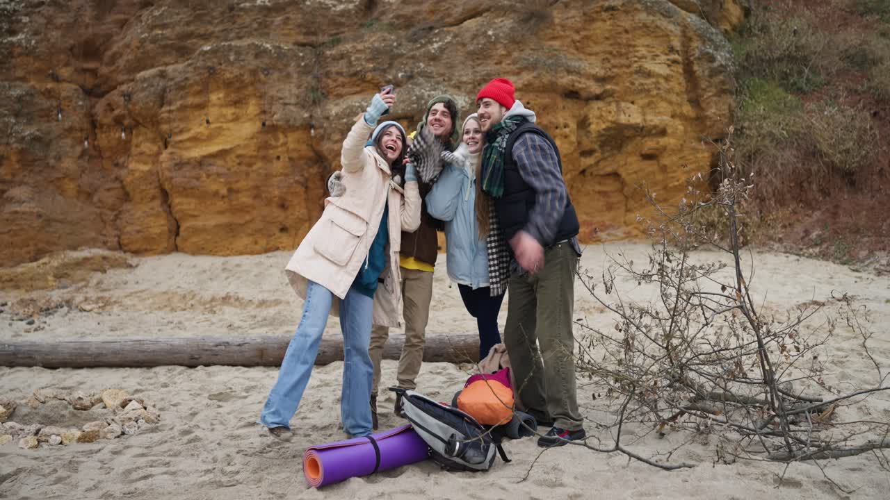Friends Taking a Selfie on a Beach
