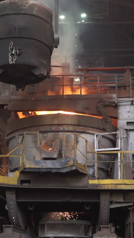 molten metal pouring in a steel mill